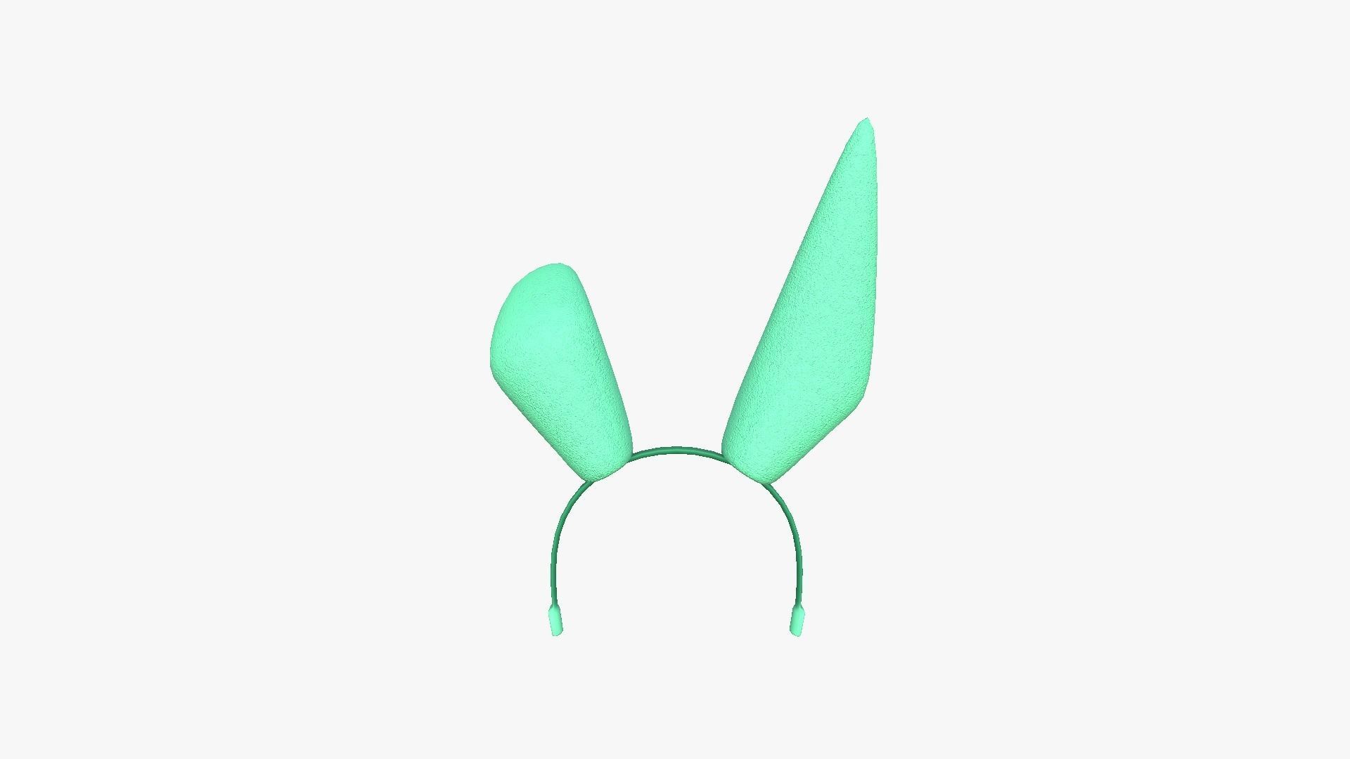 Furry Ears Tiara G07 Green - Headband Character Design Low-poly 3D model_2