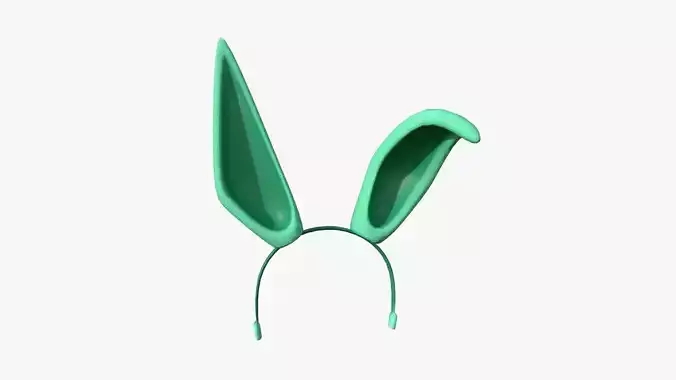 Furry Ears Tiara G07 Green - Headband Character Design Low-poly 3D model