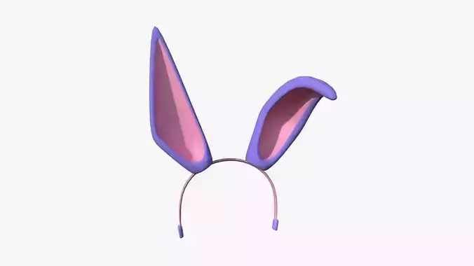 Furry Ears Tiara G08 Purple - Headband Character Design Low-poly 3D model