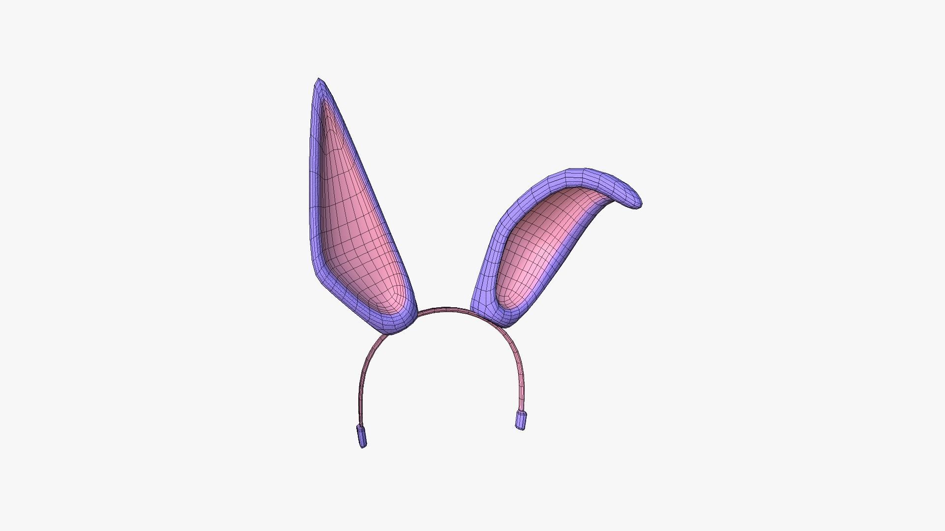 Furry Ears Tiara G08 Purple - Headband Character Design Low-poly 3D model_6