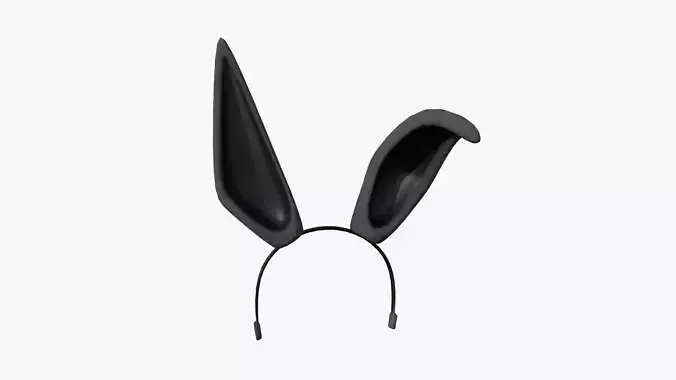 Furry Ears Tiara G09 Black - Headband Character Design Low-poly 3D model