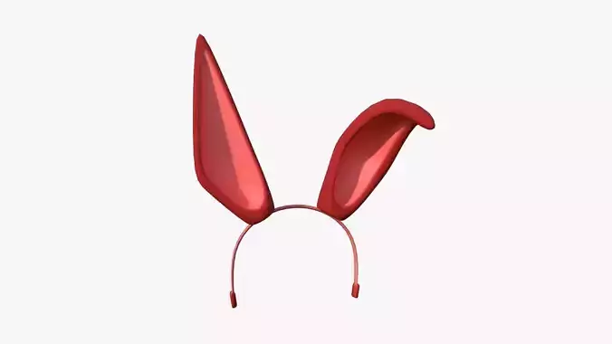 Furry Ears Tiara G10 Red - Headband Character Design Low-poly 3D model