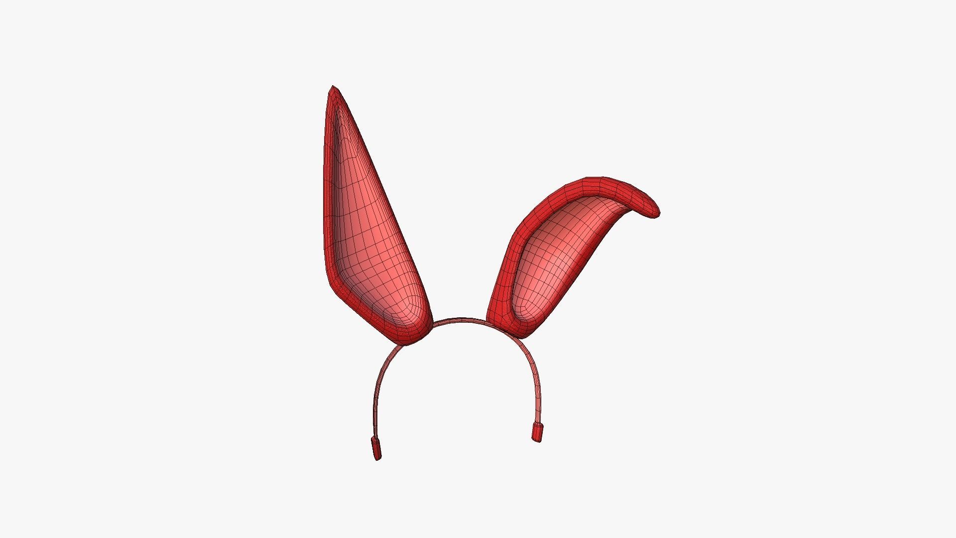 Furry Ears Tiara G10 Red - Headband Character Design Low-poly 3D model_6