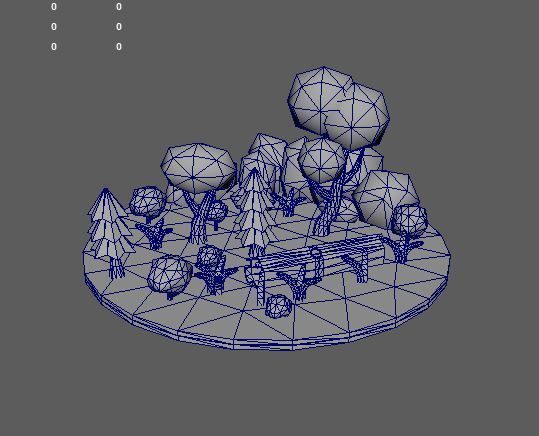 stone and trees Low-poly 3D model_6