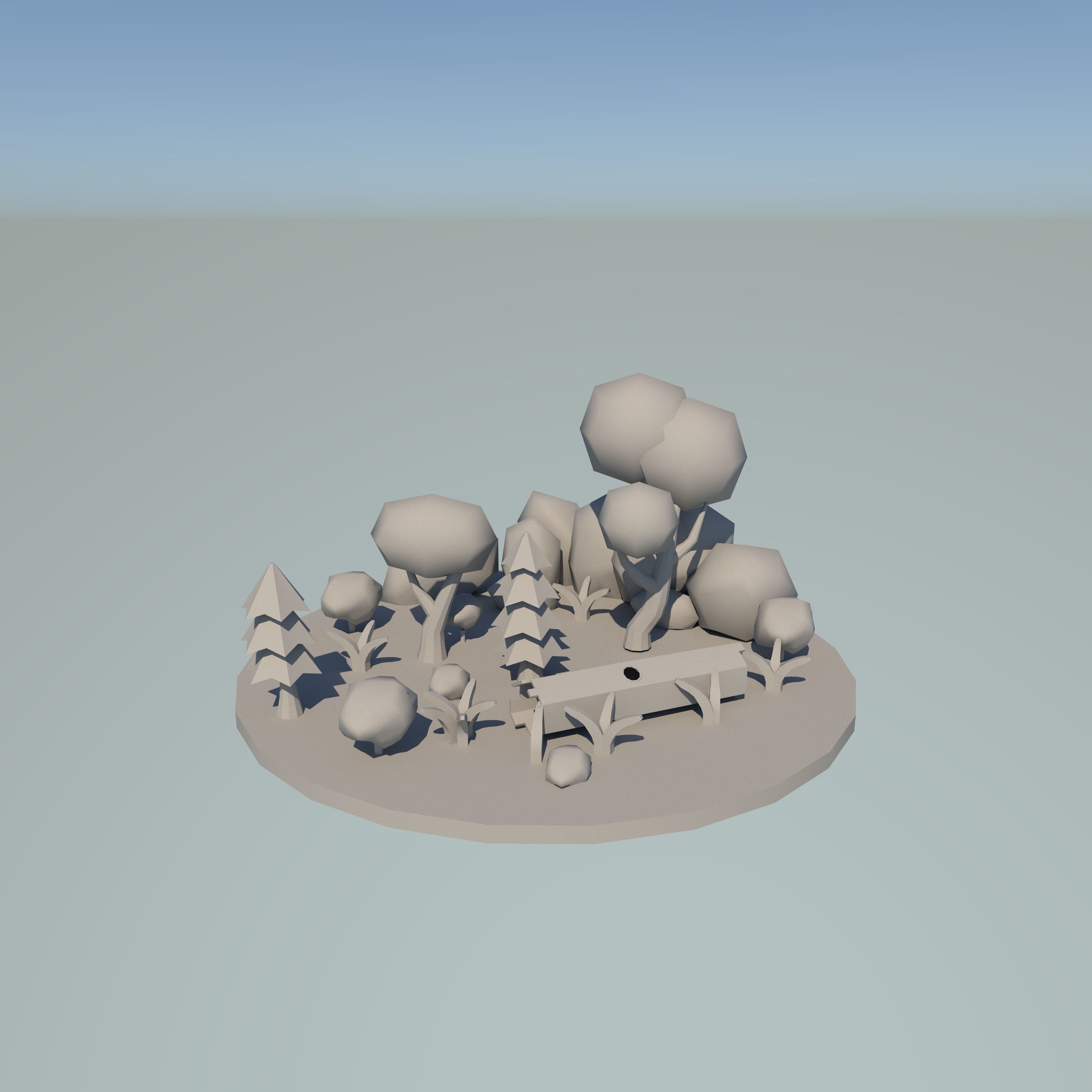 stone and trees Low-poly 3D model_4