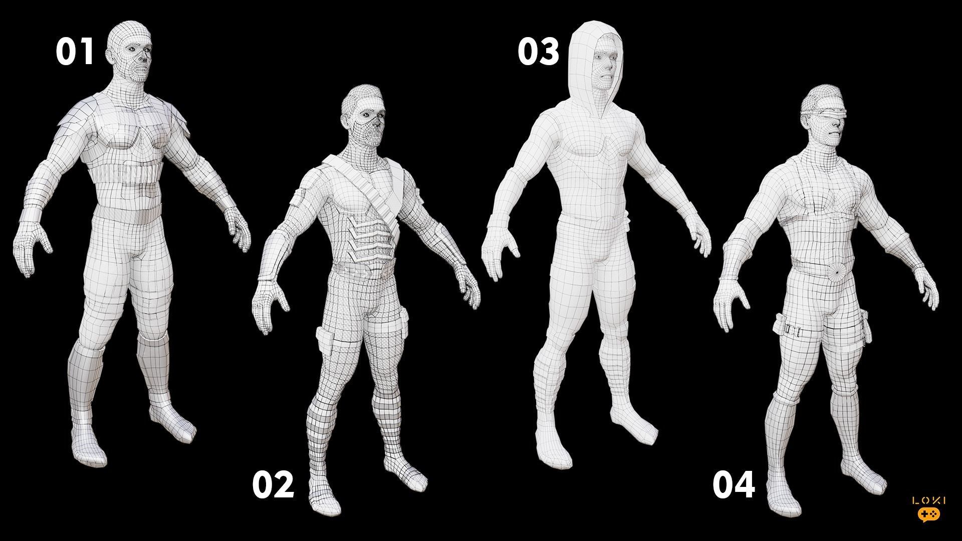 High Quality 3D Assassins Character Pack VR AR Ready Low-Poly Low-poly 3D model_7