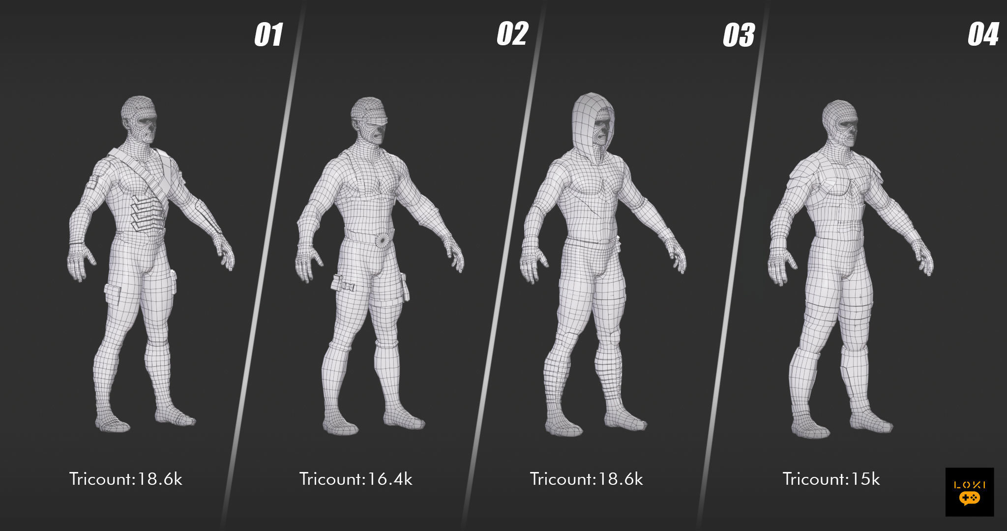 High Quality 3D Assassins Character Pack VR AR Ready Low-Poly Low-poly 3D model_12