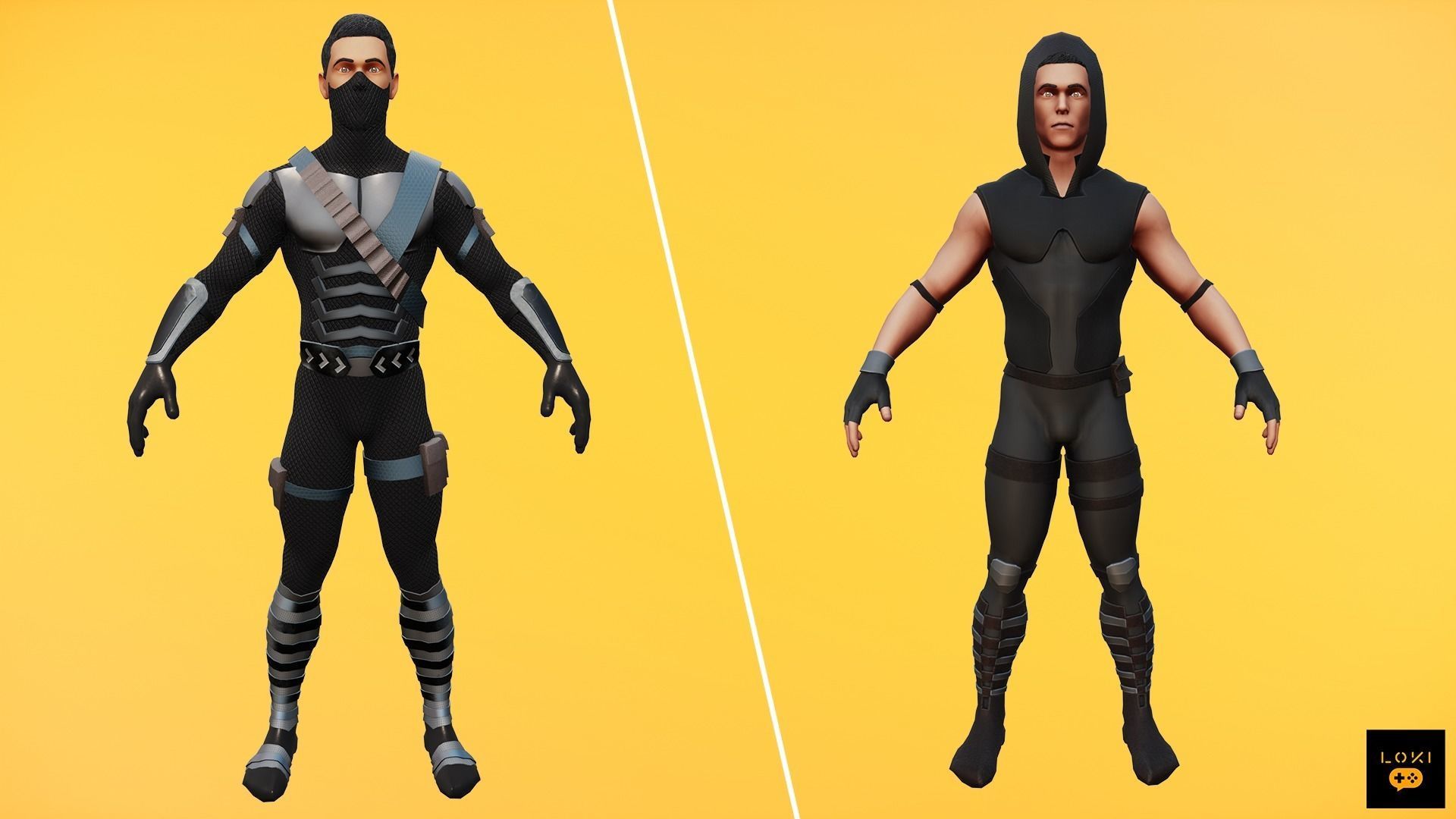 High Quality 3D Assassins Character Pack VR AR Ready Low-Poly Low-poly 3D model_2