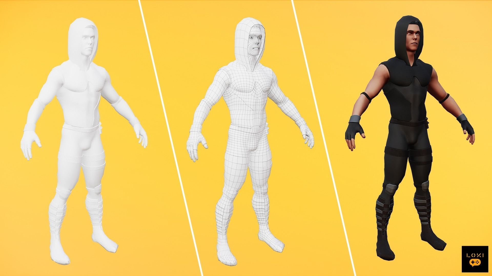 High Quality 3D Assassins Character Pack VR AR Ready Low-Poly Low-poly 3D model_11