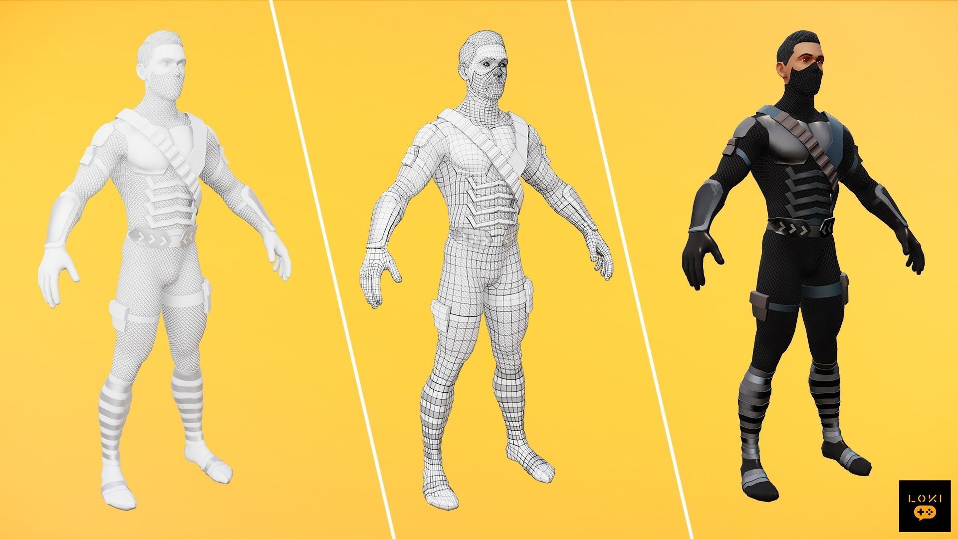 High Quality 3D Assassins Character Pack VR AR Ready Low-Poly Low-poly 3D model_10