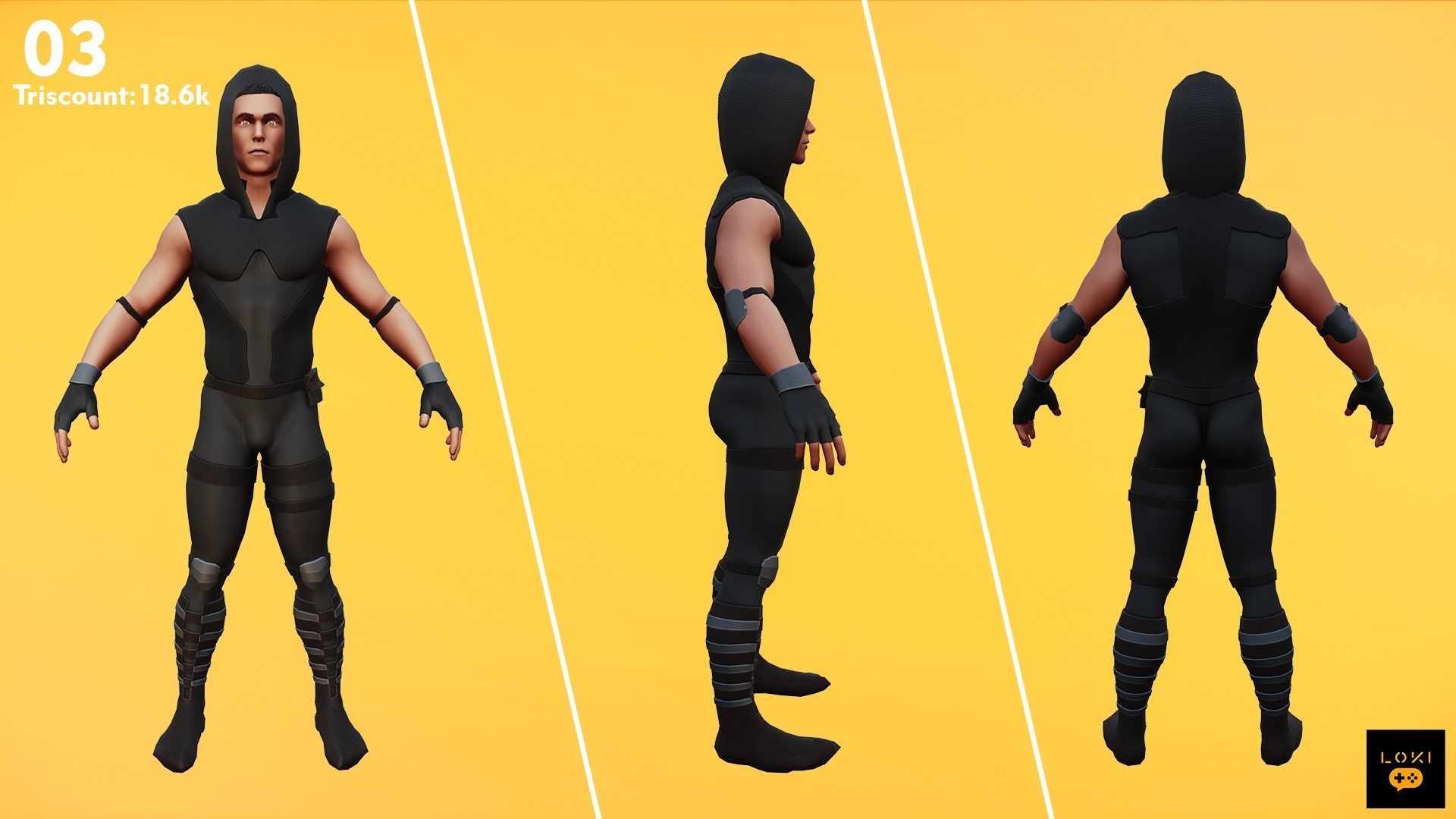 High Quality 3D Assassins Character Pack VR AR Ready Low-Poly Low-poly 3D model_5