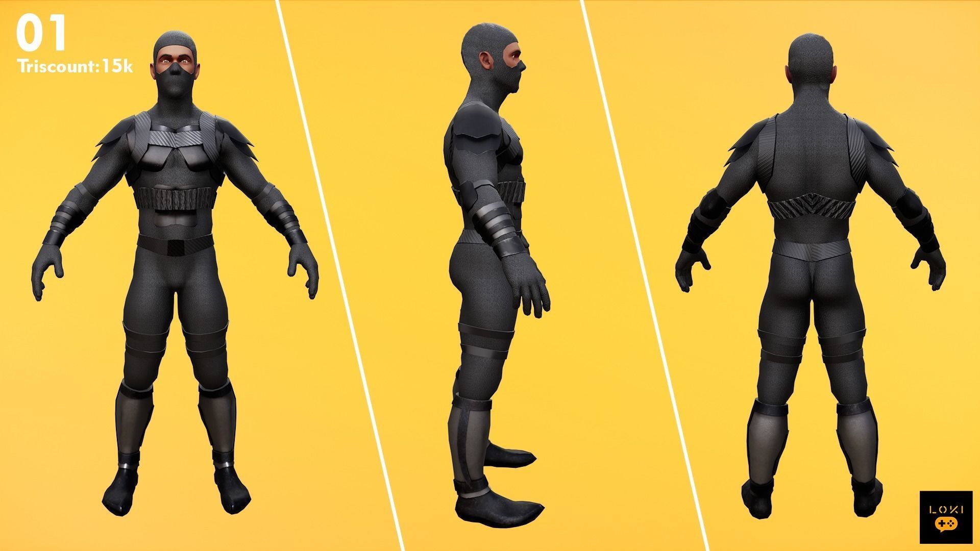 High Quality 3D Assassins Character Pack VR AR Ready Low-Poly Low-poly 3D model_3