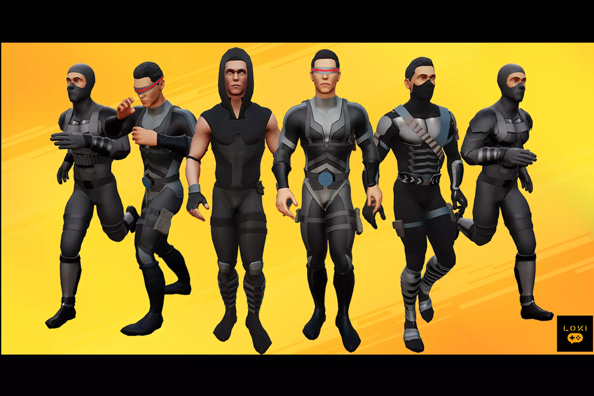 High Quality 3D Assassins Character Pack VR AR Ready Low-Poly Low-poly 3D model_0