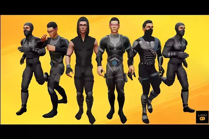 High Quality 3D Assassins Character Pack VR AR Ready Low-Poly Low-poly 3D model