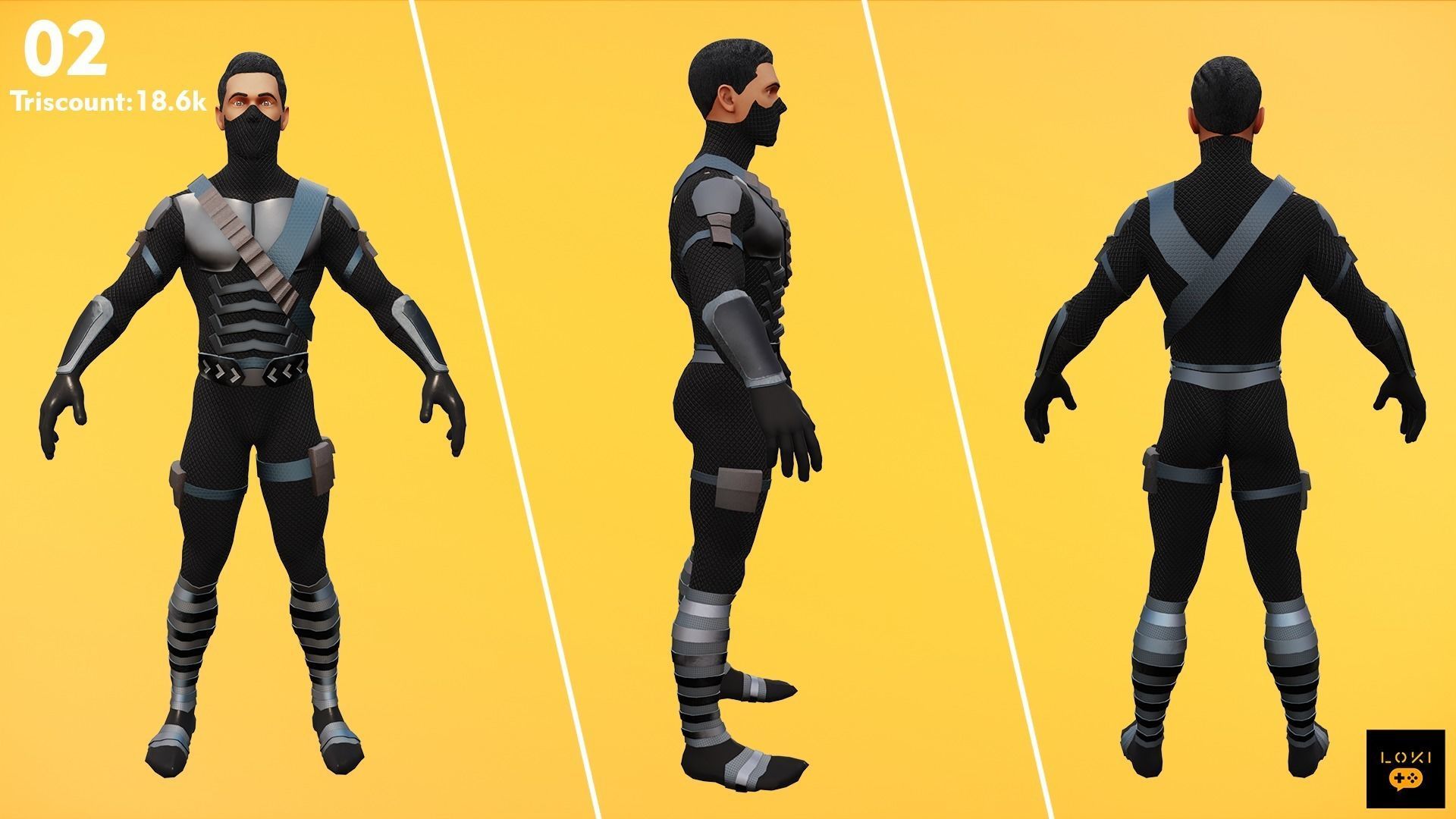 High Quality 3D Assassins Character Pack VR AR Ready Low-Poly Low-poly 3D model_4