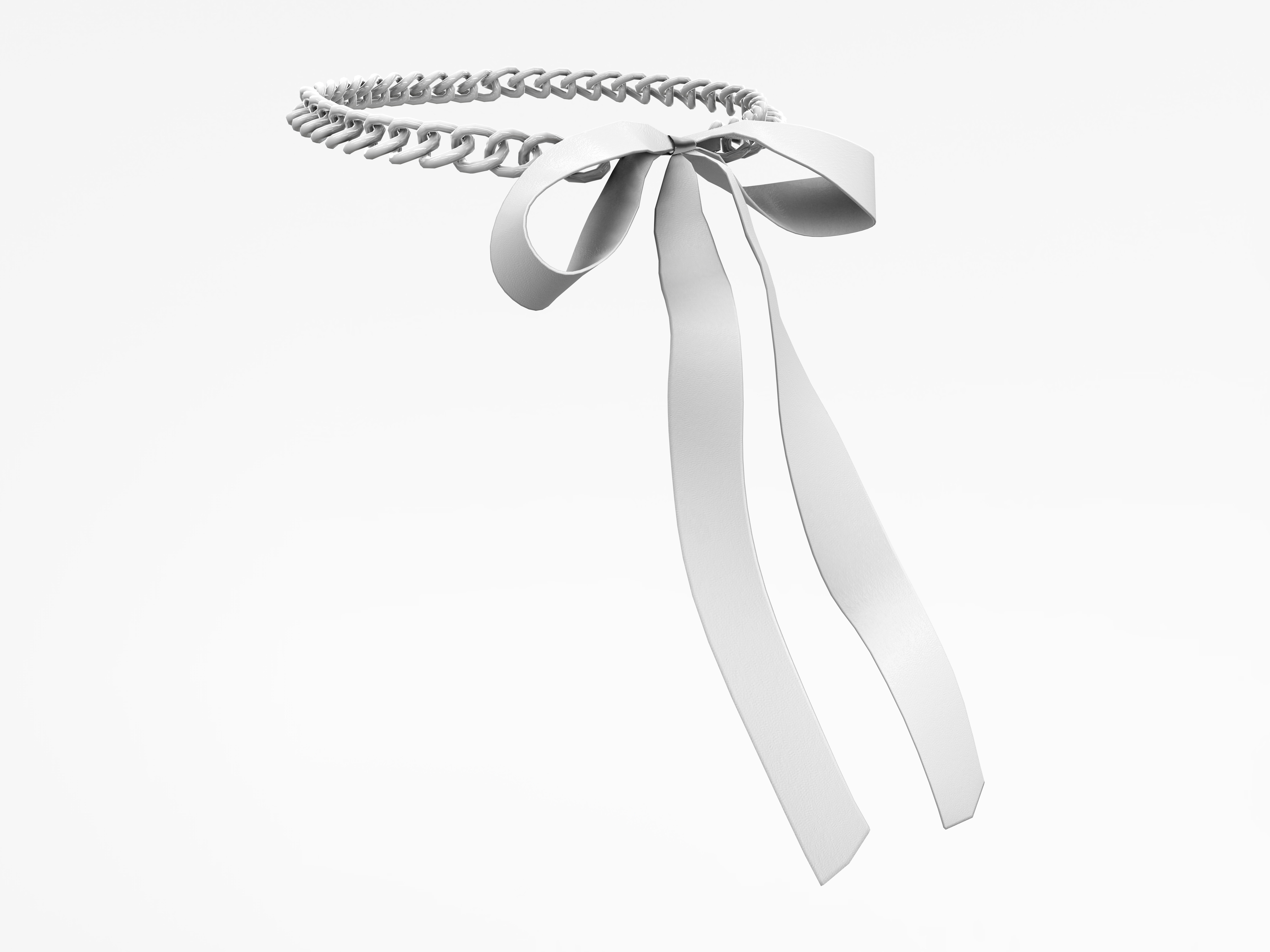 Ribbon Bow Choker with Chain Low-poly 3D model_4