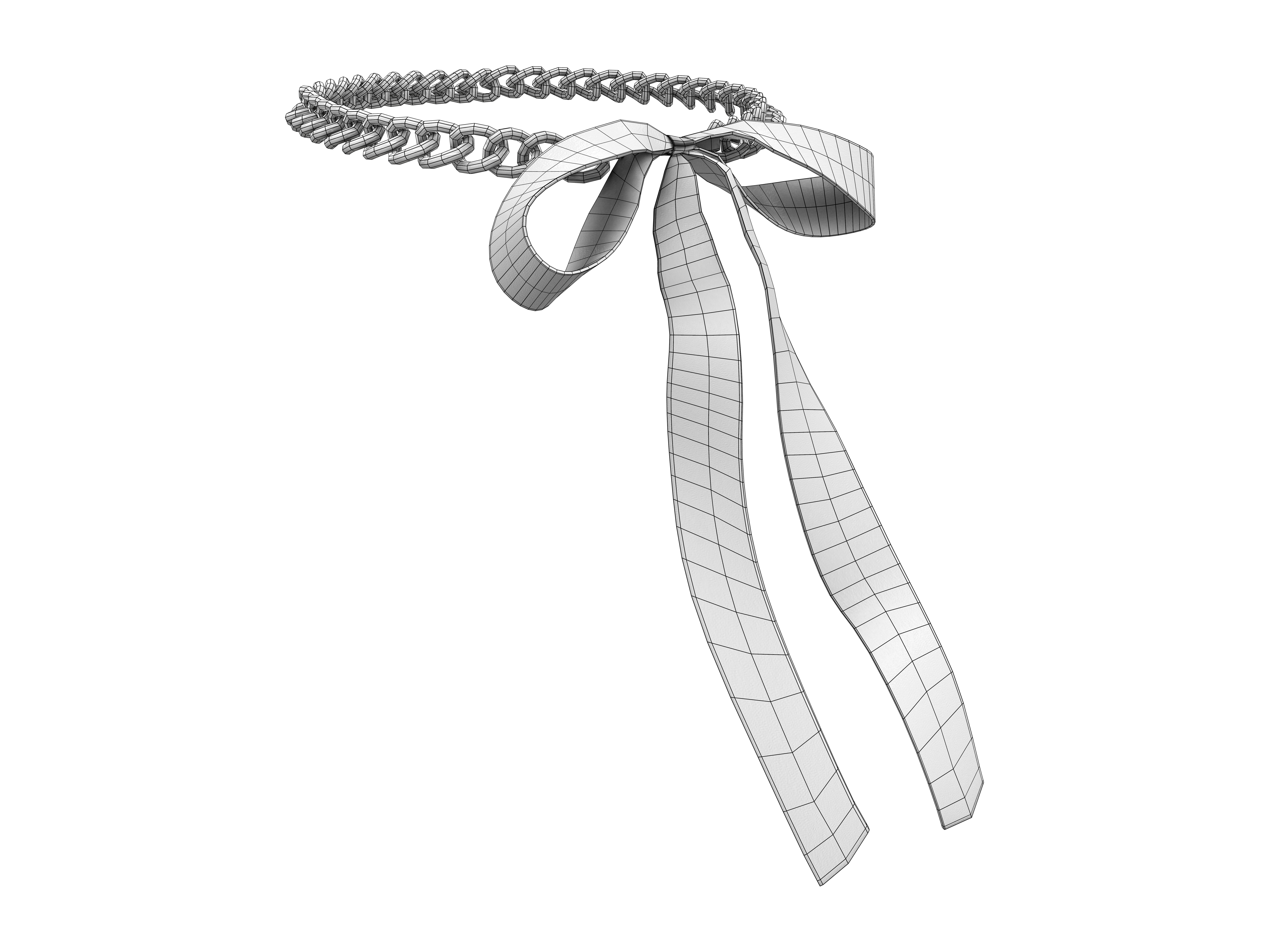 Ribbon Bow Choker with Chain Low-poly 3D model_3