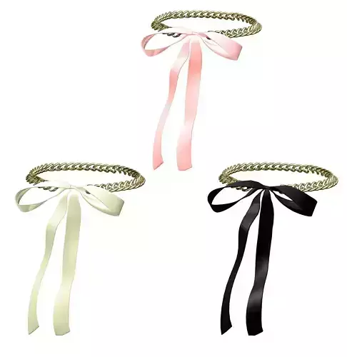 Ribbon Bow Choker with Chain