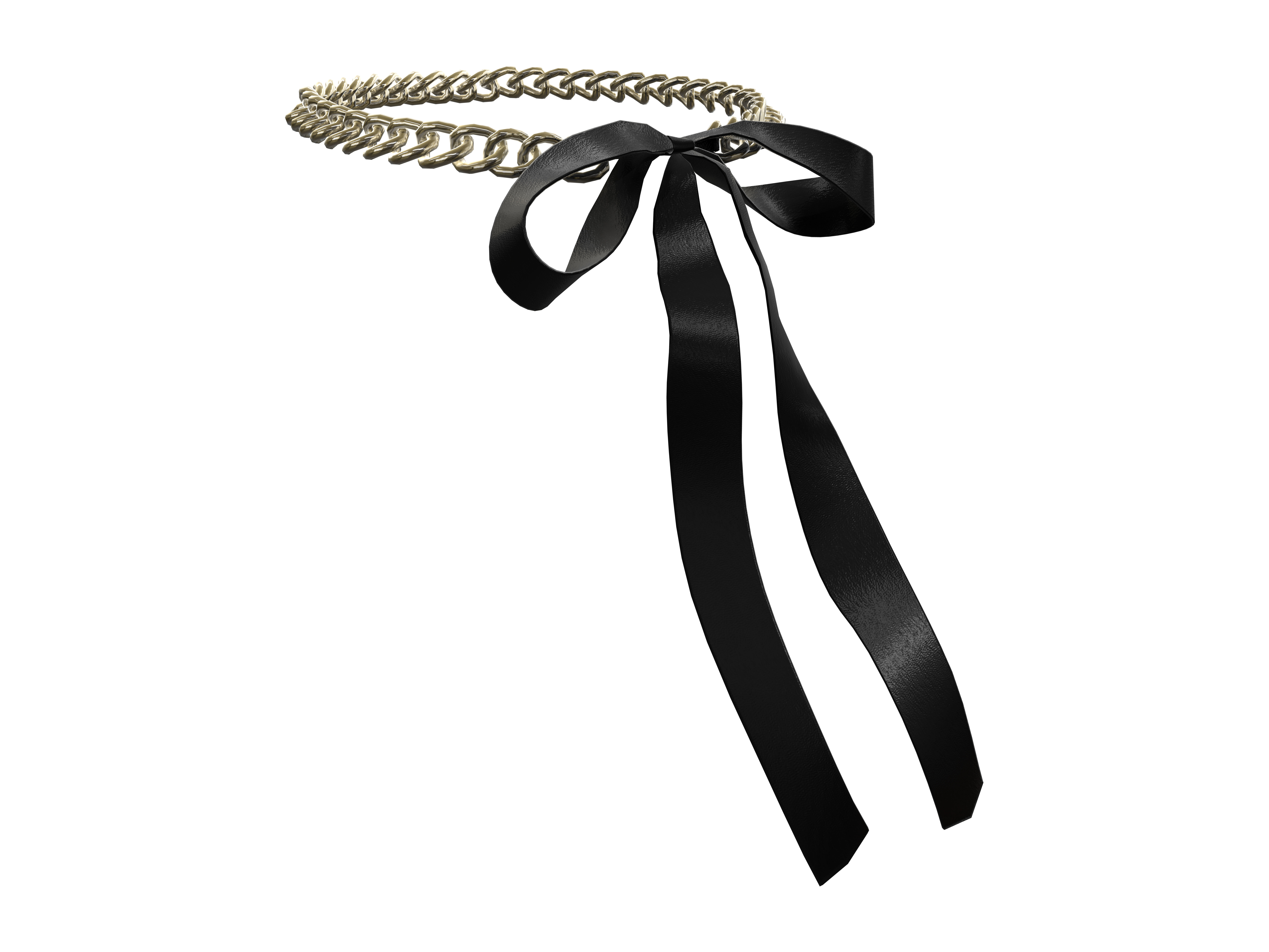 Ribbon Bow Choker with Chain Low-poly 3D model_2