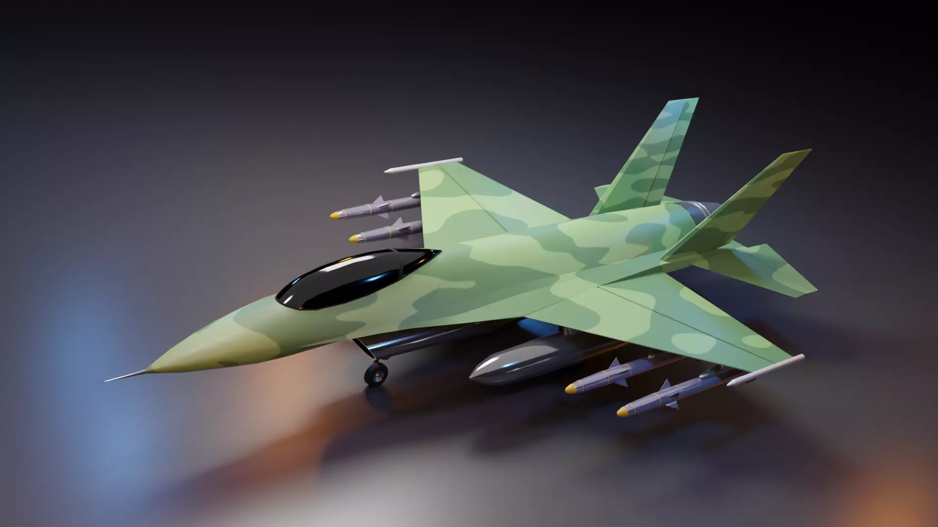 F - 16 Fighter Jet Low-poly 3D model