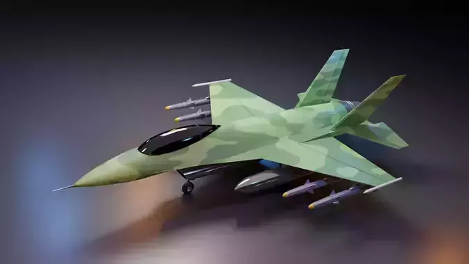 F - 16 Fighter Jet Low-poly 3D model