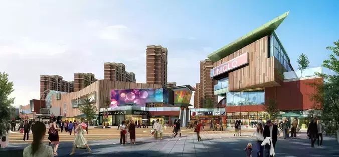 3Dmax fashion city commercial square building 97