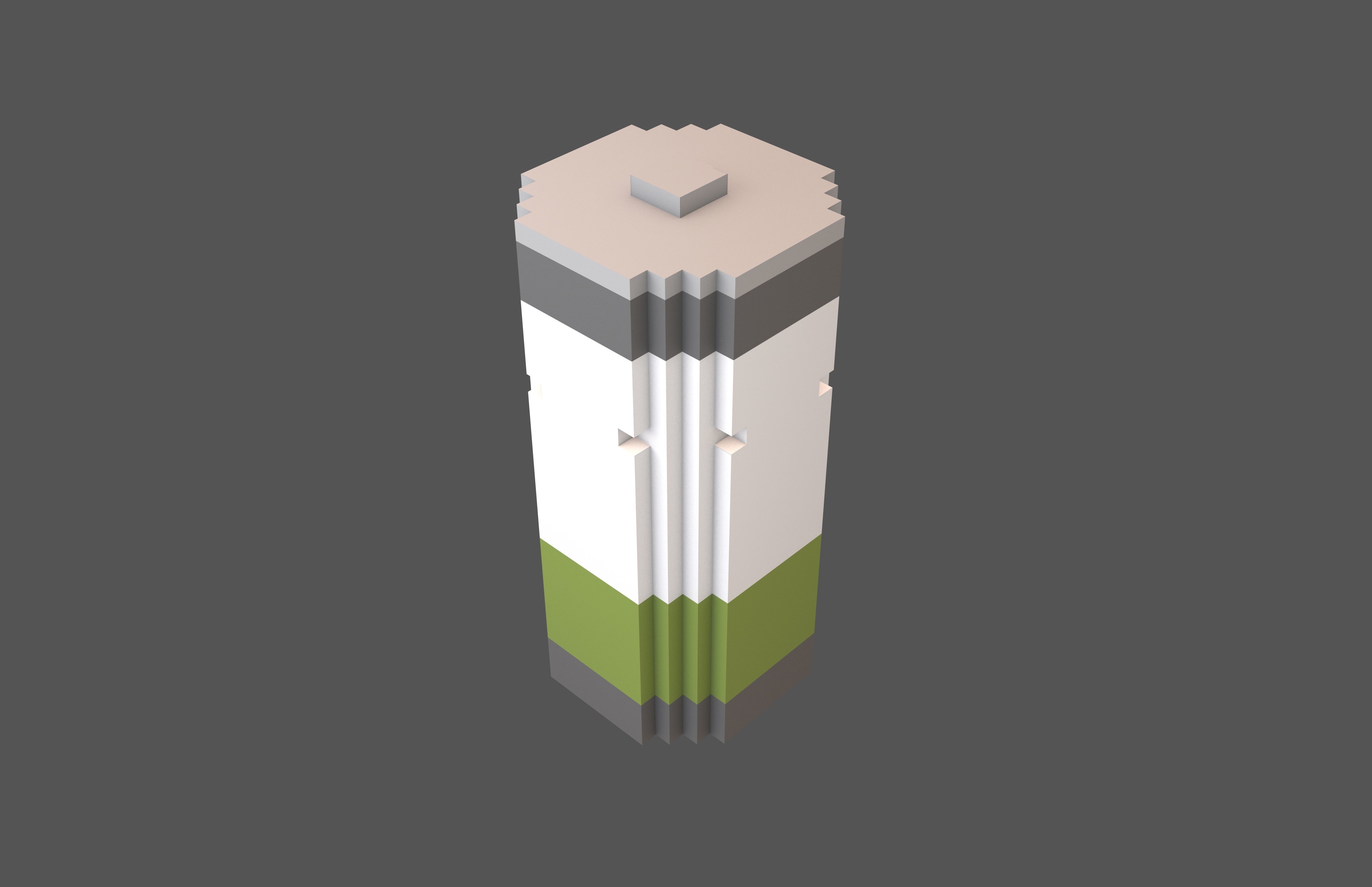 Voxel Battery Symbol v1 004 Low-poly 3D model_2