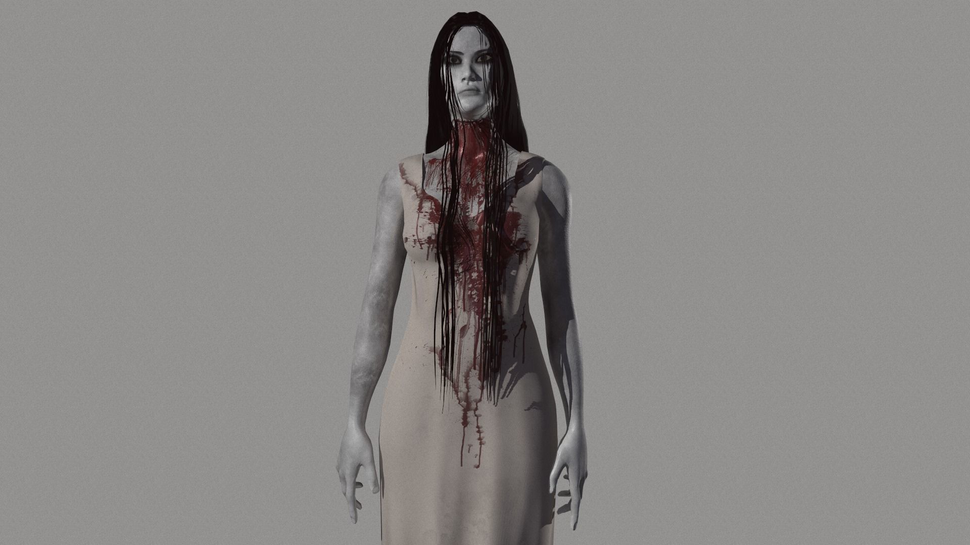 Ghost Woman Low-poly 3D model_12