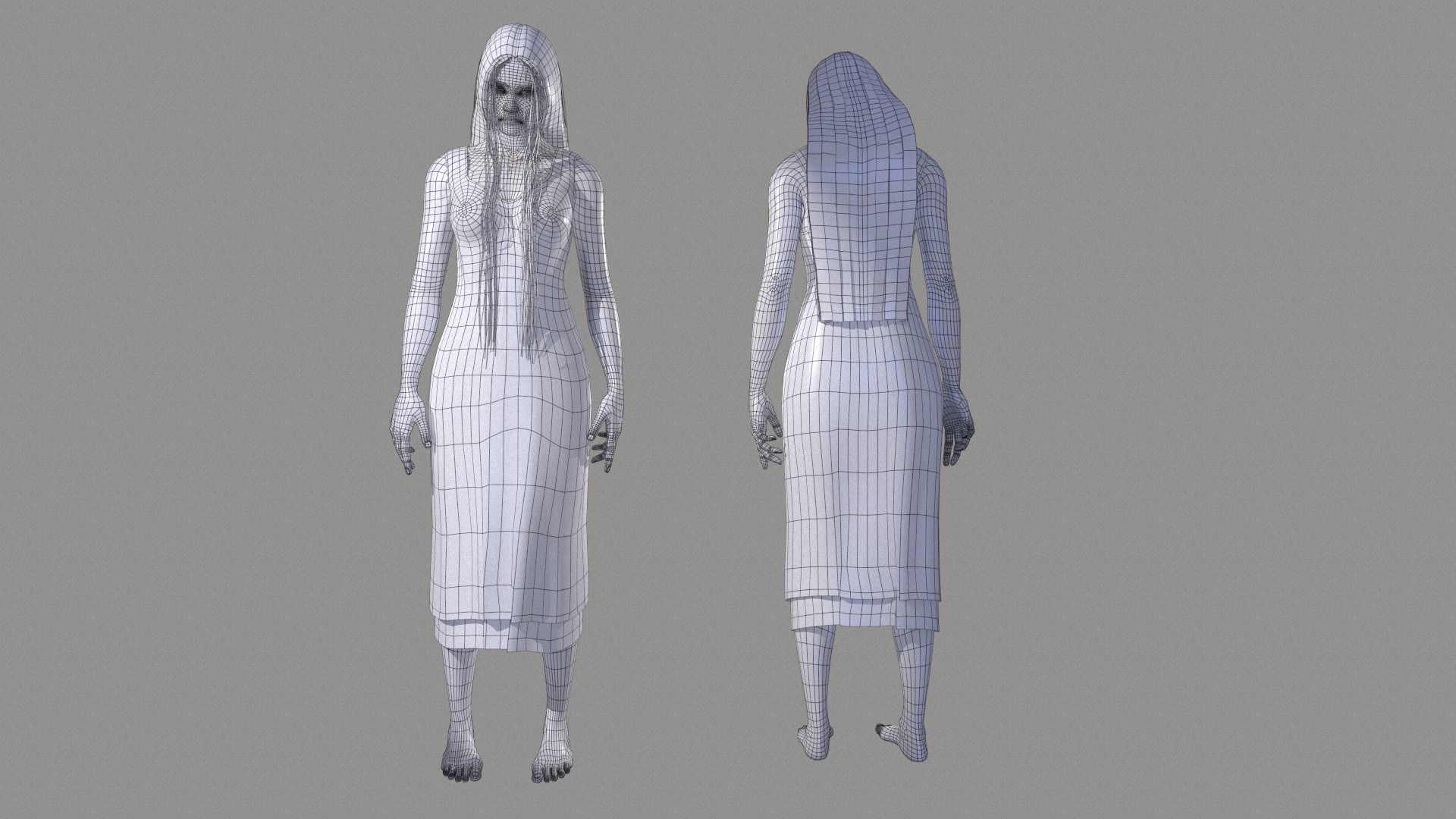Ghost Woman Low-poly 3D model_22
