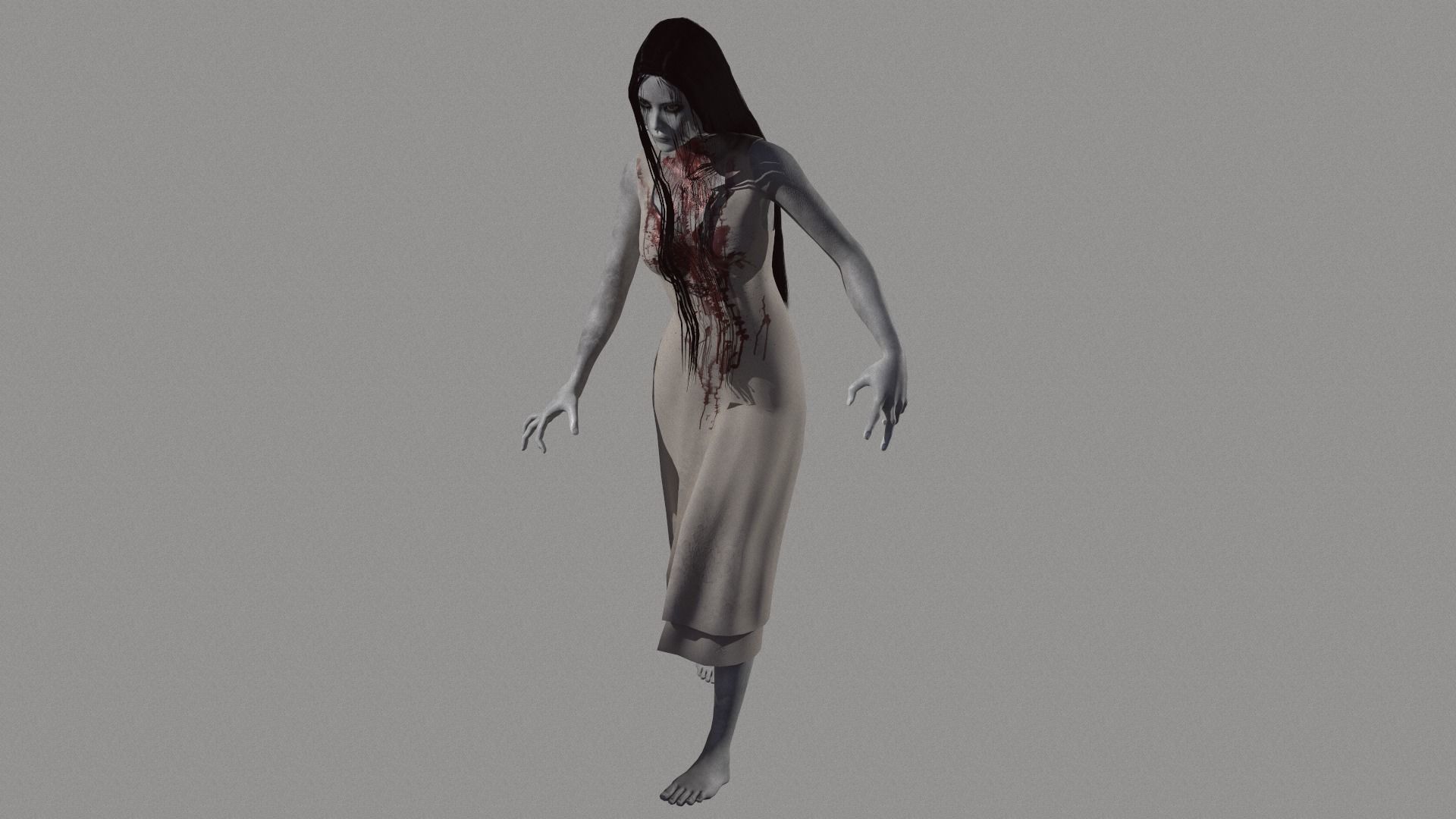 Ghost Woman Low-poly 3D model_11