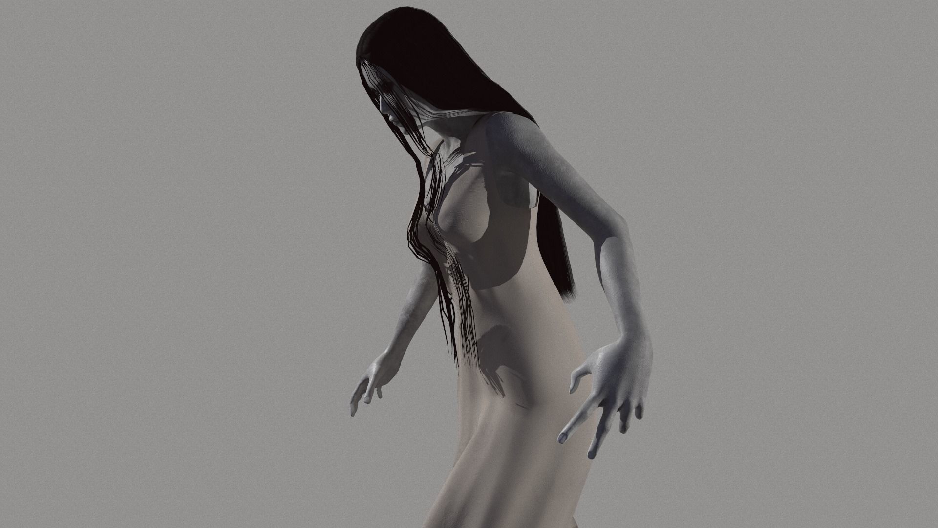 Ghost Woman Low-poly 3D model_17