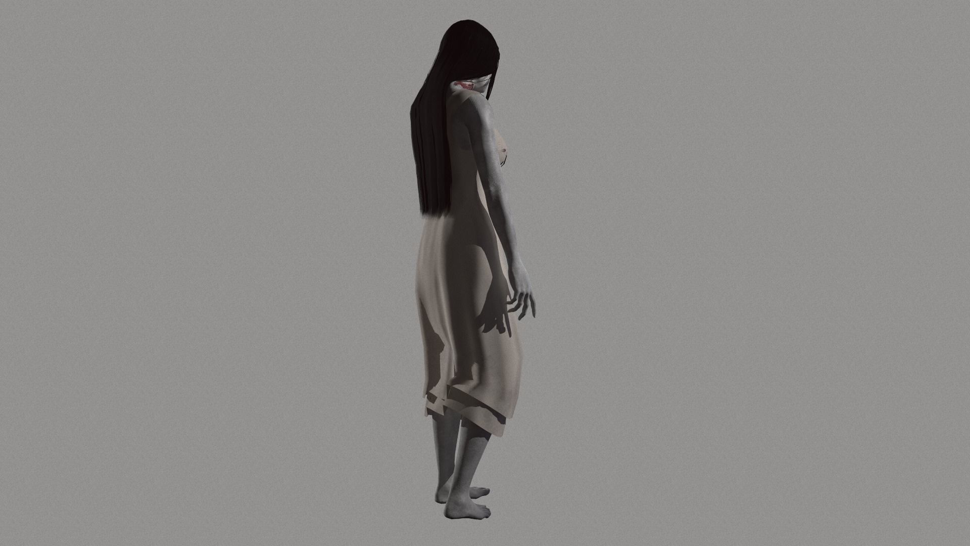 Ghost Woman Low-poly 3D model_10