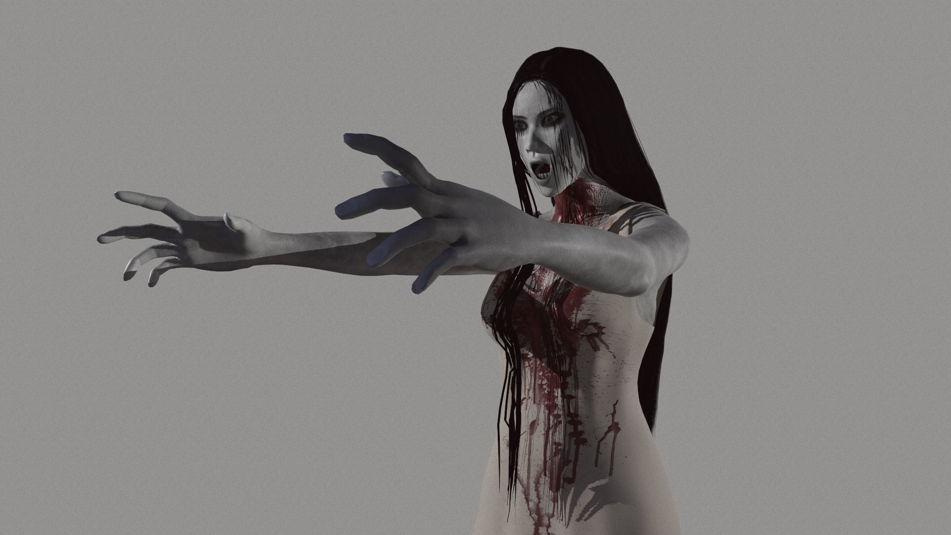 Ghost Woman Low-poly 3D model_13