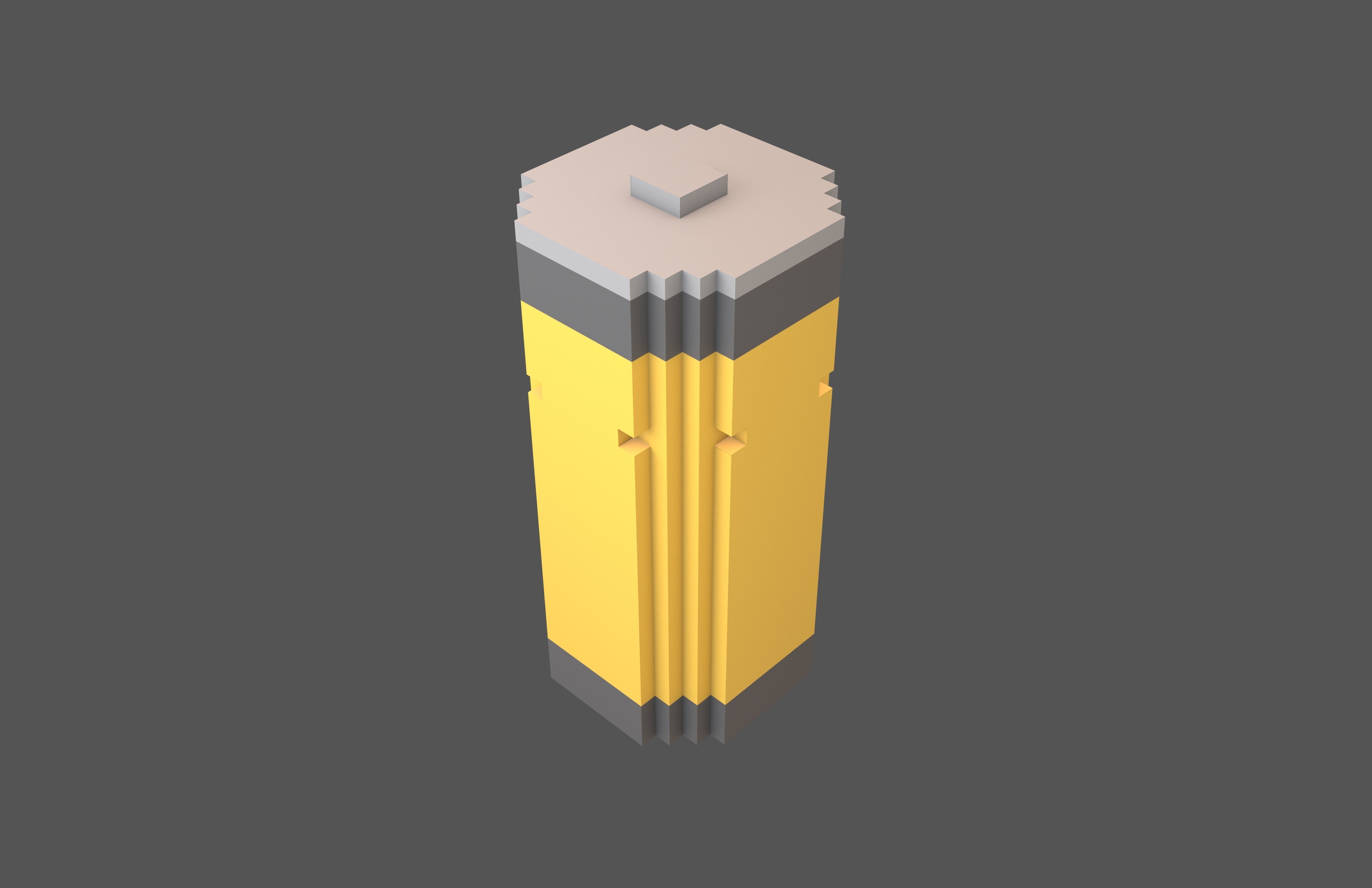 Voxel Battery Symbol v1 009 Low-poly 3D model_2