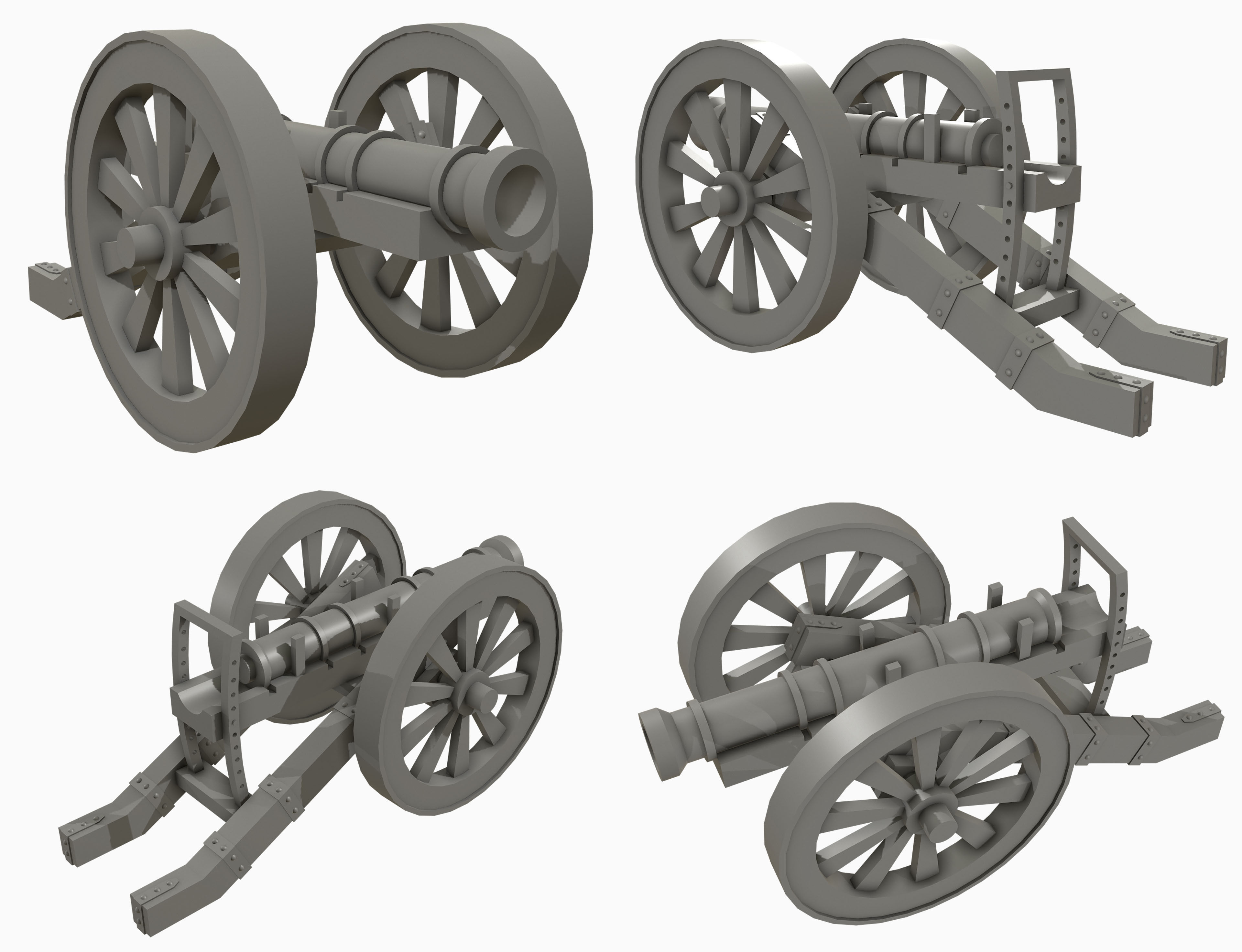 Old Cannon Set 1 3D Model Collection_7