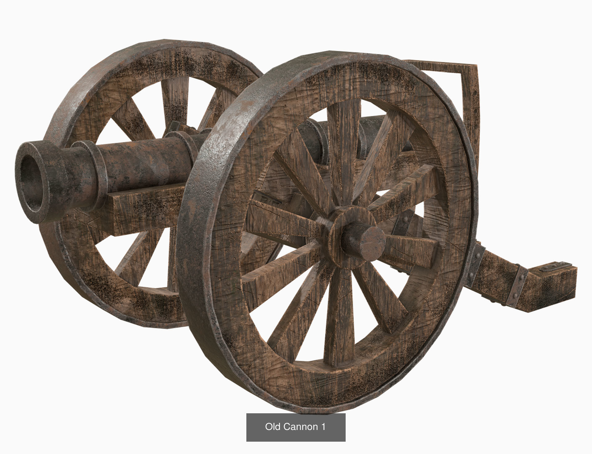 Old Cannon Set 1 3D Model Collection_1