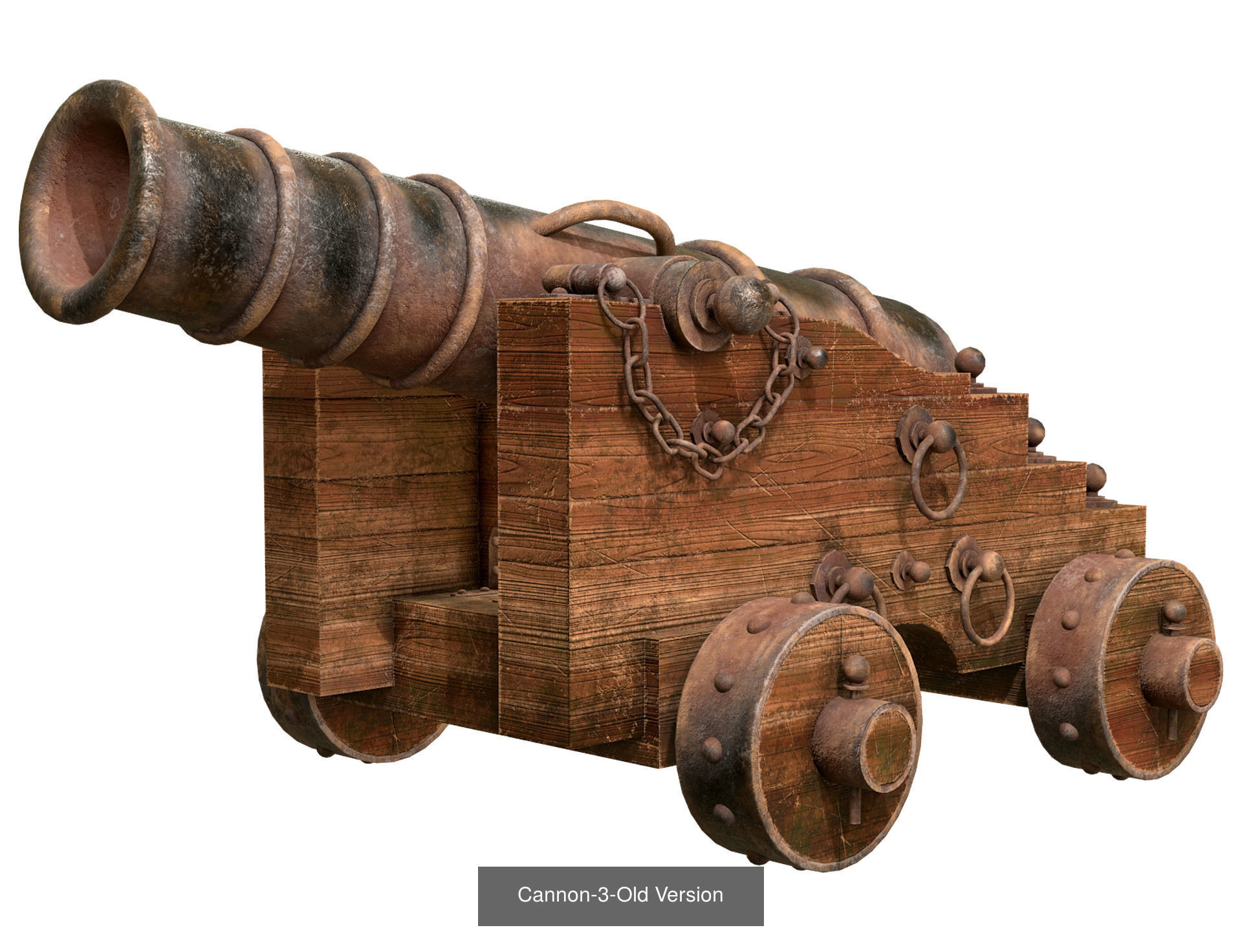 Old Cannon Set 1 3D Model Collection_3