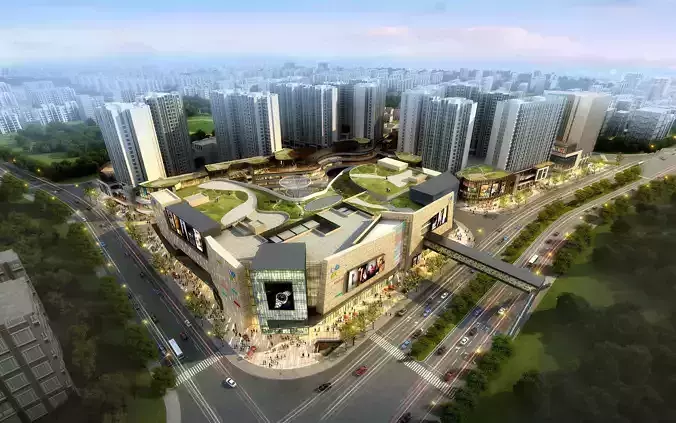 3Dmax fashion city commercial square building 105