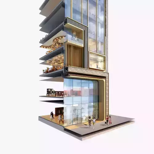 3Dmax fashion city commercial square building 106