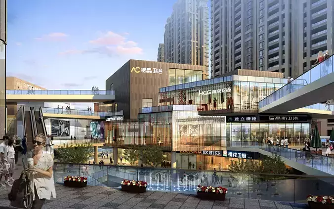 3Dmax fashion city commercial square building 107