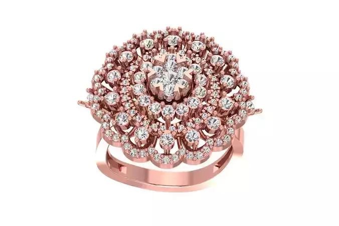 Flower Diamond  Ring for Bridal Wedding Gift 3D print model