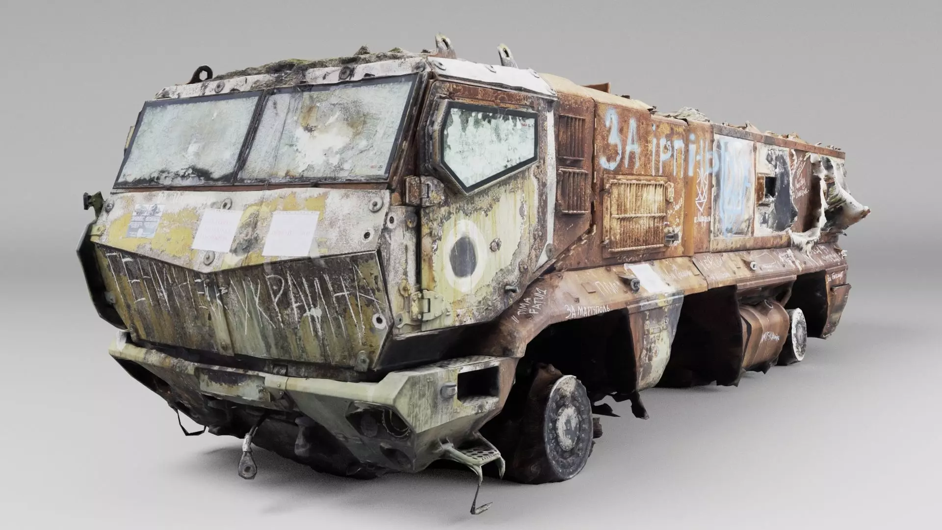 destroyed russian KAMAZ-63968 Typhoon-K MRAP vehicle 3D model_0