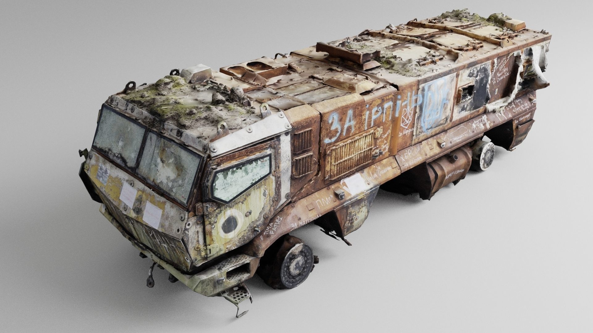 destroyed russian KAMAZ-63968 Typhoon-K MRAP vehicle 3D model_1