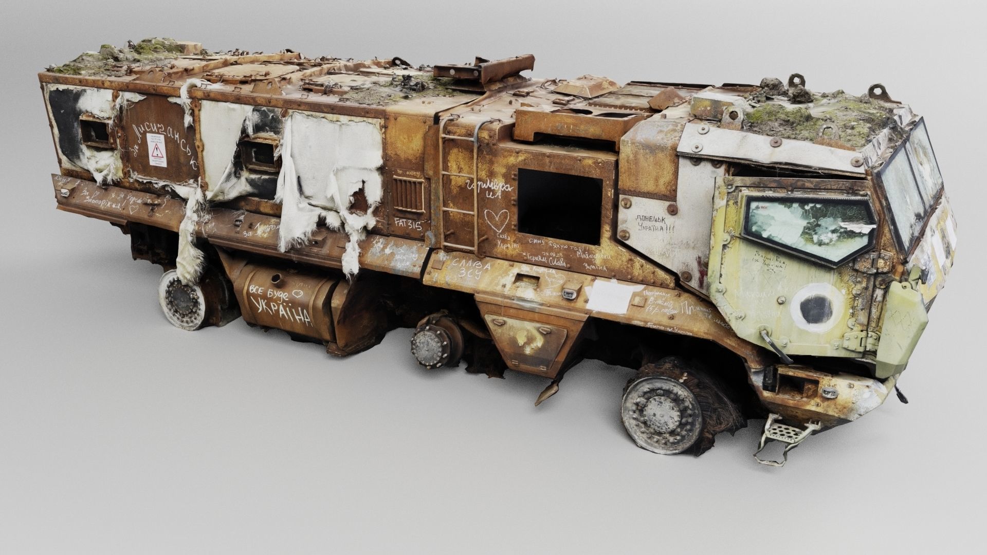 destroyed russian KAMAZ-63968 Typhoon-K MRAP vehicle 3D model_4