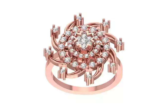 Flower Diamond Engagement Wedding Ring 3D print model