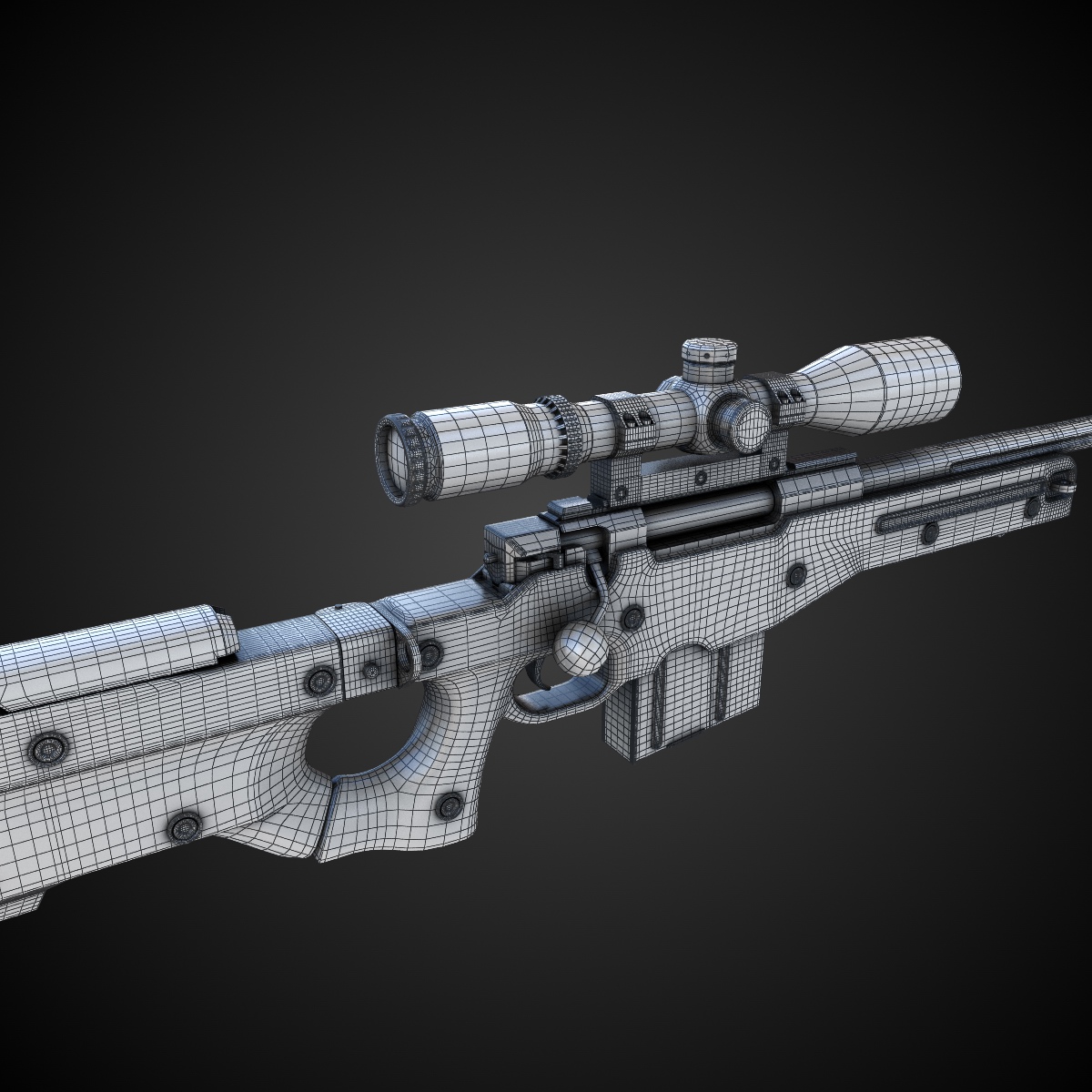 AWM Sniper Rifle Hi-Res 3D model_9