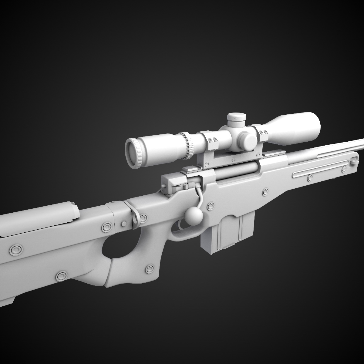 AWM Sniper Rifle Hi-Res 3D model_7