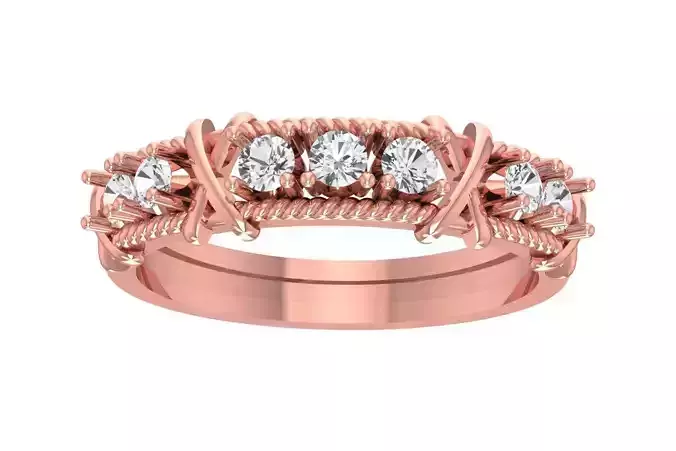 Half Eternity Diamond Wedding Band Ring 3D print model