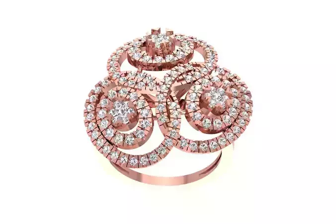 Flower Diamond Wedding Engagement Ring 3D print model