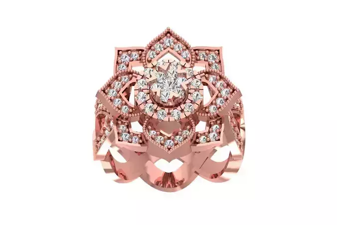 Flower Diamond Wedding Twisted Band Ring